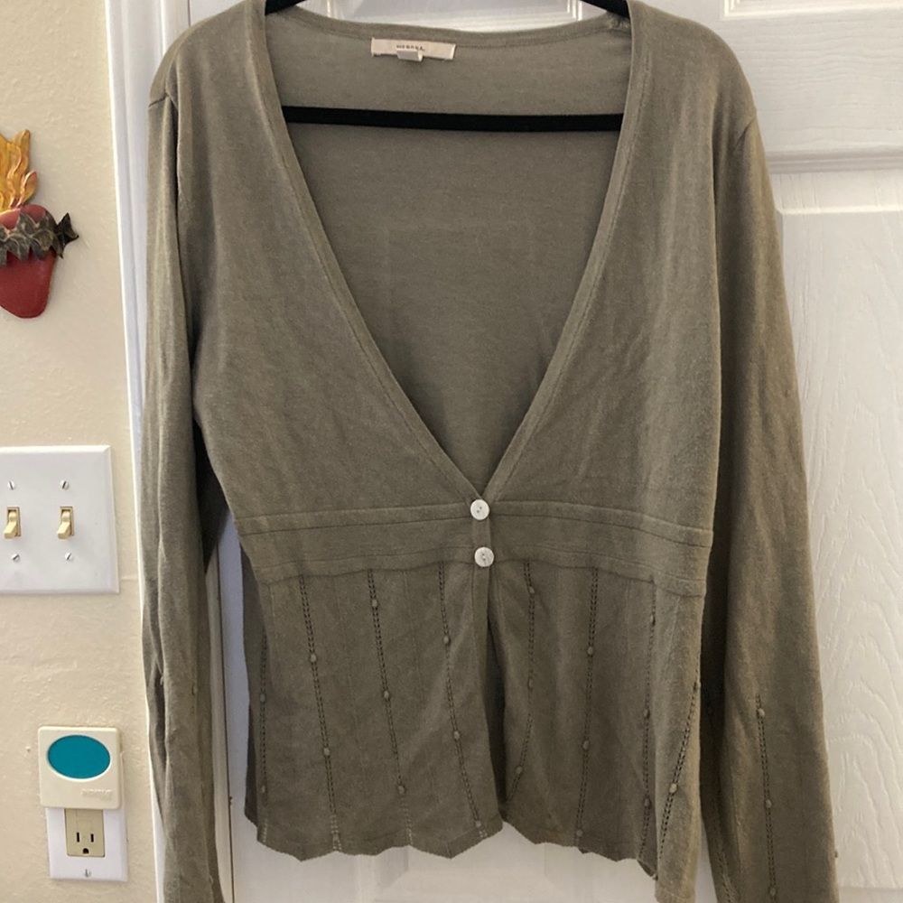 Merona a cardigan sweater. EUC. Olive green . Women’s size Large.